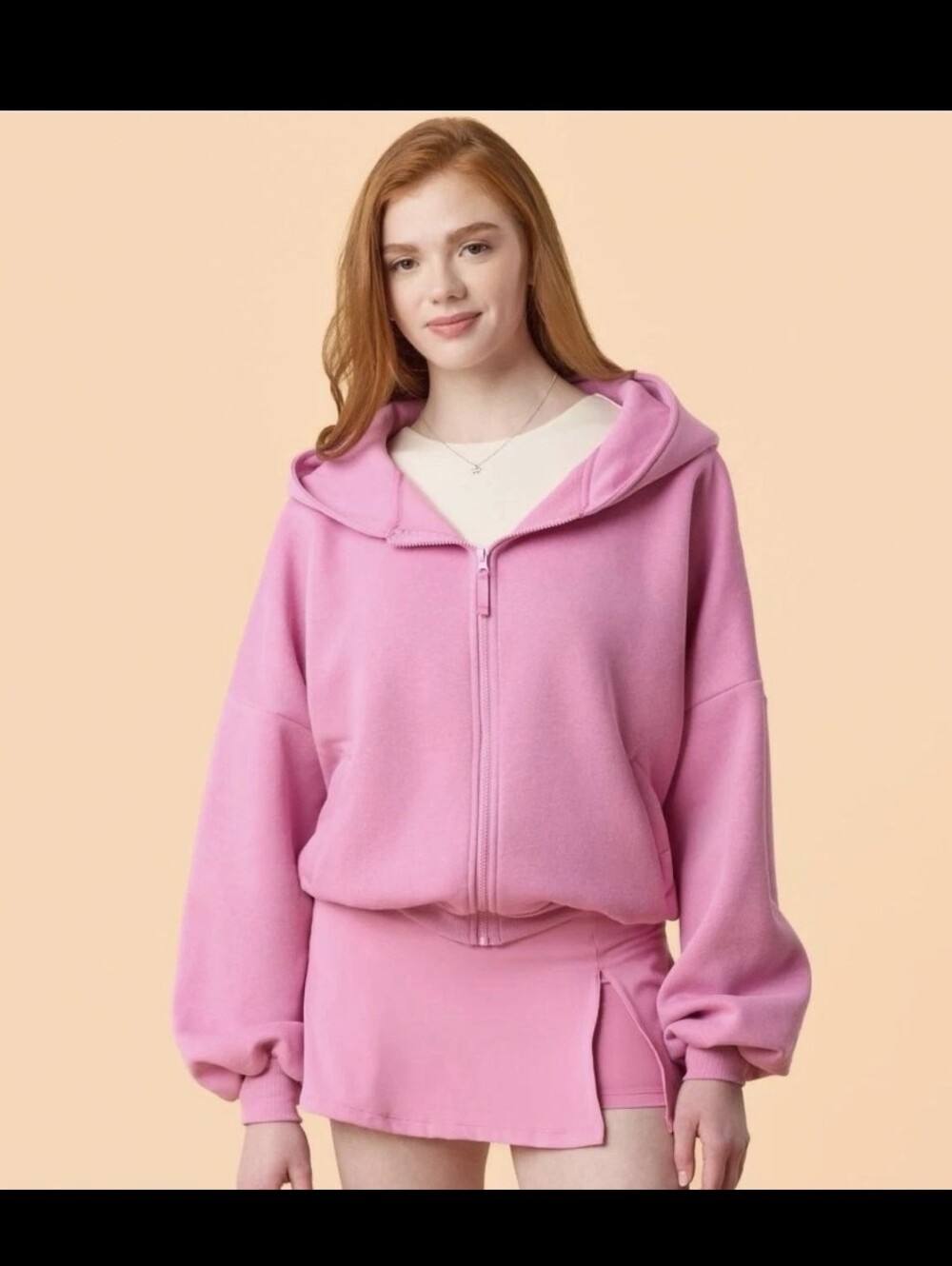 Blogilates Women's Marshmallow Full Zip Hooded Sweatshirt - Pink Size S